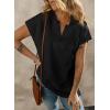 imageSHEWIN Womens Polo Shirts Casual Collared V Neck Short Sleeve T Shirt Tunic Tops Loose FitA Black