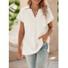 imageSHEWIN Womens Polo Shirts Casual Collared V Neck Short Sleeve T Shirt Tunic Tops Loose FitA White