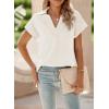 imageSHEWIN Womens Polo Shirts Casual Collared V Neck Short Sleeve T Shirt Tunic Tops Loose FitA White