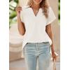 imageSHEWIN Womens Polo Shirts Casual Collared V Neck Short Sleeve T Shirt Tunic Tops Loose FitA White