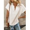 imageSHEWIN Womens Polo Shirts Casual Collared V Neck Short Sleeve T Shirt Tunic Tops Loose FitA White