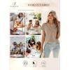 imageSHEWIN Womens Polo Shirts Casual Collared V Neck Short Sleeve T Shirt Tunic Tops Loose FitB Khaki
