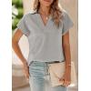imageSHEWIN Womens Polo Shirts Casual Collared V Neck Short Sleeve T Shirt Tunic Tops Loose FitB Light Grey