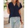 imageSHEWIN Womens Polo Shirts Casual Collared V Neck Short Sleeve T Shirt Tunic Tops Loose FitB Navy Blue