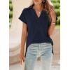 imageSHEWIN Womens Polo Shirts Casual Collared V Neck Short Sleeve T Shirt Tunic Tops Loose FitB Navy Blue