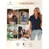 imageSHEWIN Womens Polo Shirts Casual Collared V Neck Short Sleeve T Shirt Tunic Tops Loose FitB Navy Blue