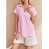 imageSHEWIN Womens Polo Shirts Casual Collared V Neck Short Sleeve T Shirt Tunic Tops Loose FitB Pink
