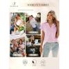 imageSHEWIN Womens Polo Shirts Casual Collared V Neck Short Sleeve T Shirt Tunic Tops Loose FitB Pink