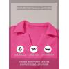 imageSHEWIN Womens Polo Shirts Casual Collared V Neck Short Sleeve T Shirt Tunic Tops Loose FitB Rose Red