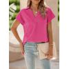 imageSHEWIN Womens Polo Shirts Casual Collared V Neck Short Sleeve T Shirt Tunic Tops Loose FitB Rose Red
