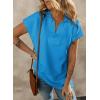 imageSHEWIN Womens Polo Shirts Casual Collared V Neck Short Sleeve T Shirt Tunic Tops Loose FitB Sky Blue