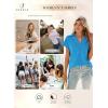 imageSHEWIN Womens Polo Shirts Casual Collared V Neck Short Sleeve T Shirt Tunic Tops Loose FitB Sky Blue