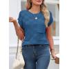 imageSHEWIN Womens Short Sleeve Sweater Casual Crewneck Summer Tops Lightweight Cap Sleeve Knit Sweater Vest TopsSail Blue