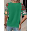 imageSHEWIN Womens Summer Tops Casual Short Sleeve T Shirts Crewneck Boho Crochet Floral Print Shirt BlousesDark Green