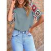 imageSHEWIN Womens Summer Tops Casual Short Sleeve T Shirts Crewneck Boho Crochet Floral Print Shirt BlousesMedium Grey