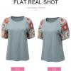 imageSHEWIN Womens Summer Tops Casual Short Sleeve T Shirts Crewneck Boho Crochet Floral Print Shirt BlousesMedium Grey