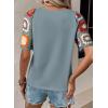 imageSHEWIN Womens Summer Tops Casual Short Sleeve T Shirts Crewneck Boho Crochet Floral Print Shirt BlousesMedium Grey