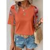 imageSHEWIN Womens Summer Tops Casual Short Sleeve T Shirts Crewneck Boho Crochet Floral Print Shirt BlousesOrange