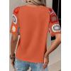imageSHEWIN Womens Summer Tops Casual Short Sleeve T Shirts Crewneck Boho Crochet Floral Print Shirt BlousesOrange