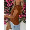 imageSHEWIN Womens Summer Tops Ruffle Short Sleeve T Shirts Casual Slim FitV Brown