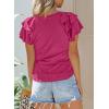 imageSHEWIN Womens Summer Tops Ruffle Short Sleeve T Shirts Casual Slim FitV Rose