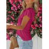 imageSHEWIN Womens Summer Tops Ruffle Short Sleeve T Shirts Casual Slim FitV Rose