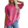imageSHEWIN Womens Casual V Neck Waffle Knit Tops Short Sleeve T Shirts Loose BlousesD Grey