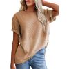 imageSHEWIN Womens Casual V Neck Waffle Knit Tops Short Sleeve T Shirts Loose BlousesD Light Purple