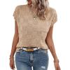 imageSHEWIN Womens Short Sleeve Sweater Casual Crewneck Summer Tops Lightweight Cap Sleeve Knit Sweater Vest TopsSmoke Gray