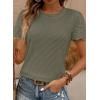 imageSHEWIN Womens Frenchy Summer Tops Crewneck Short Sleeve T Shirts Casual Waffle Knit Jacquard Blouses Top ShirtsMedium Green