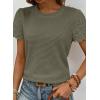 imageSHEWIN Womens Frenchy Summer Tops Crewneck Short Sleeve T Shirts Casual Waffle Knit Jacquard Blouses Top ShirtsMedium Green