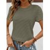 imageSHEWIN Womens Frenchy Summer Tops Crewneck Short Sleeve T Shirts Casual Waffle Knit Jacquard Blouses Top ShirtsMedium Green