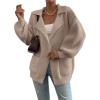 imageSHEWIN Women Open Front Knit Sweater Casual Long Sleeve V Neck Cardigan Fall 2025Z Parchment