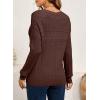 imageSHEWIN Fall Sweaters for Women Casual Crewneck Long Sleeve Crochet Pullover Tops SweaterCoffee