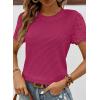 imageSHEWIN Womens Frenchy Summer Tops Crewneck Short Sleeve T Shirts Casual Waffle Knit Jacquard Blouses Top Shirts