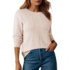 imageSHEWIN Womens Sweaters 2025 Casual Crewneck Long Sleeve Lightweight Knit Pullover Sweater Tops Fall ClothesBeige