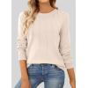 imageSHEWIN Womens Sweaters 2025 Casual Crewneck Long Sleeve Lightweight Knit Pullover Sweater Tops Fall ClothesBeige