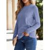 imageSHEWIN Womens Sweaters 2025 Casual Crewneck Long Sleeve Lightweight Knit Pullover Sweater Tops Fall ClothesBlue