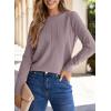 imageSHEWIN Womens Sweaters 2025 Casual Crewneck Long Sleeve Lightweight Knit Pullover Sweater Tops Fall ClothesBrown