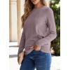 imageSHEWIN Womens Sweaters 2025 Casual Crewneck Long Sleeve Lightweight Knit Pullover Sweater Tops Fall ClothesBrown