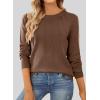 imageSHEWIN Womens Sweaters 2025 Casual Crewneck Long Sleeve Lightweight Knit Pullover Sweater Tops Fall ClothesCoffee