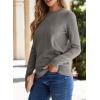 imageSHEWIN Womens Sweaters 2025 Casual Crewneck Long Sleeve Lightweight Knit Pullover Sweater Tops Fall ClothesGrey