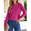 imageSHEWIN Womens Sweaters 2025 Casual Crewneck Long Sleeve Lightweight Knit Pullover Sweater Tops Fall ClothesHot Pink