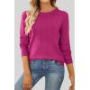 imageSHEWIN Womens Sweaters 2025 Casual Crewneck Long Sleeve Lightweight Knit Pullover Sweater Tops Fall ClothesHot Pink