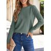 imageSHEWIN Womens Sweaters 2025 Casual Crewneck Long Sleeve Lightweight Knit Pullover Sweater Tops Fall ClothesLight Green