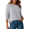 imageSHEWIN Womens Sweaters 2025 Casual Crewneck Long Sleeve Lightweight Knit Pullover Sweater Tops Fall ClothesLight Grey