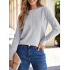 imageSHEWIN Womens Sweaters 2025 Casual Crewneck Long Sleeve Lightweight Knit Pullover Sweater Tops Fall ClothesLight Grey