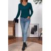 imageSHEWIN Womens Sweaters 2025 Casual Crewneck Long Sleeve Lightweight Knit Pullover Sweater Tops Fall ClothesPure Green