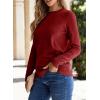 imageSHEWIN Womens Sweaters 2025 Casual Crewneck Long Sleeve Lightweight Knit Pullover Sweater Tops Fall ClothesRed