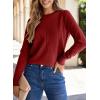 imageSHEWIN Womens Sweaters 2025 Casual Crewneck Long Sleeve Lightweight Knit Pullover Sweater Tops Fall ClothesRed